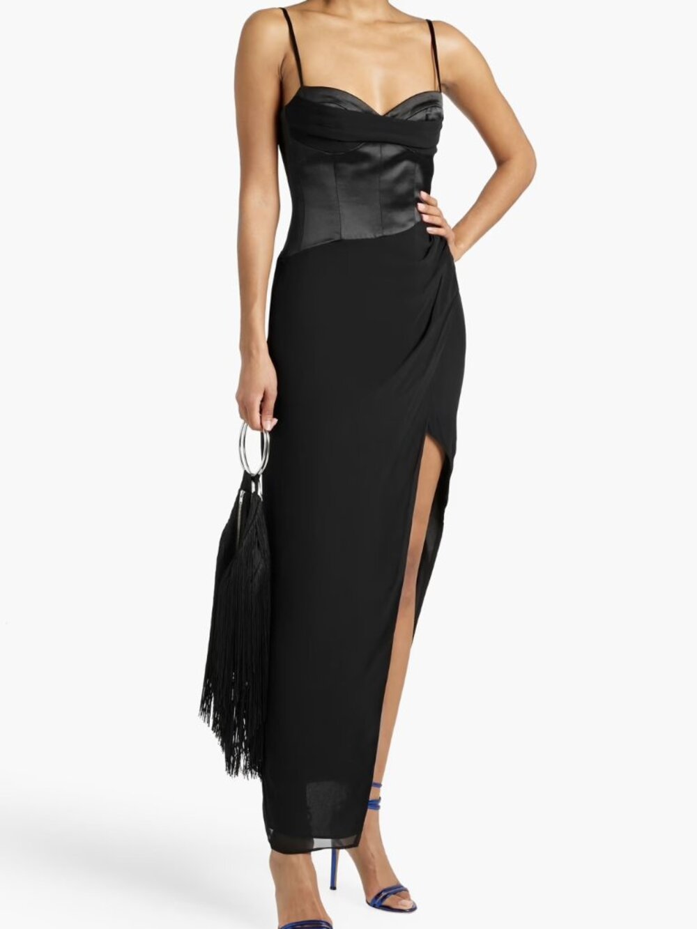 NICHOLAS Solara Draped Bustier Gown in Black